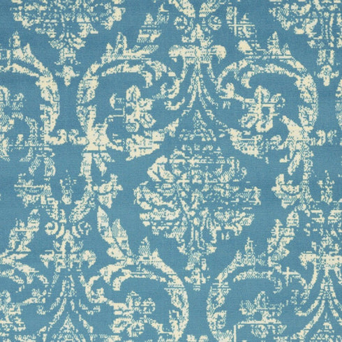 2' X 4' Blue Damask Power Loom Area Rug